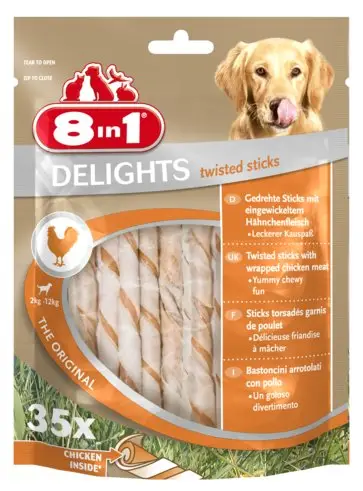 8in1 – Friandises Delights Poulet B&acirc;tonnets Torsad&eacute;s pour Chiens – x35 Soldes