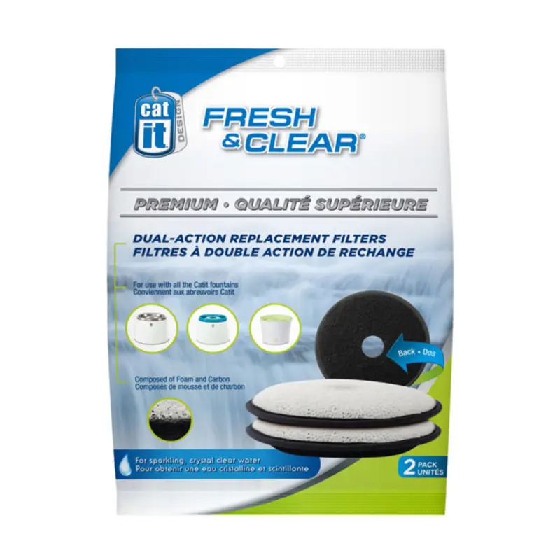 Satisfait Ou Remboursé Catit – Lot de Recharge pour Fontaine &agrave; Chat Fresh & Clear pour Chat – x2