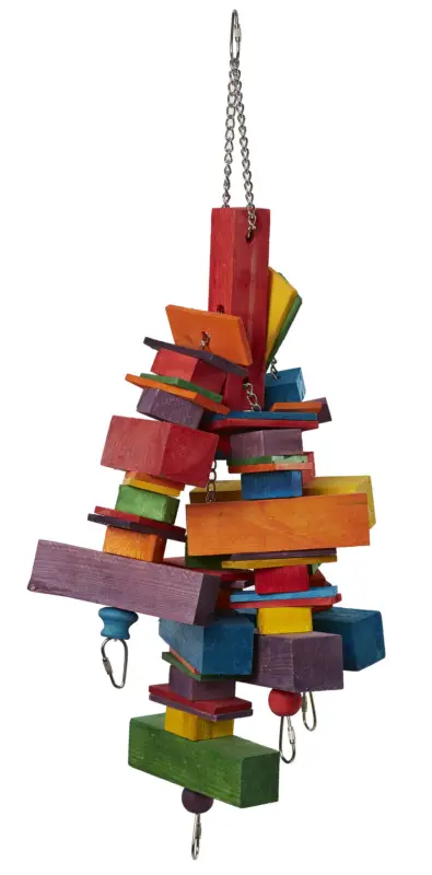 United Bird - Jouet à Suspendre Carré de Bois pour Perruche - 50cm Prix Choc