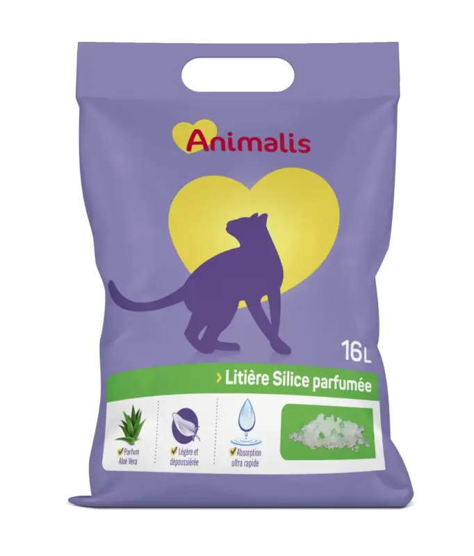 Bon Marché Animalis - Litière Silice Parfumée Aloe Vera pour Chat - 16L