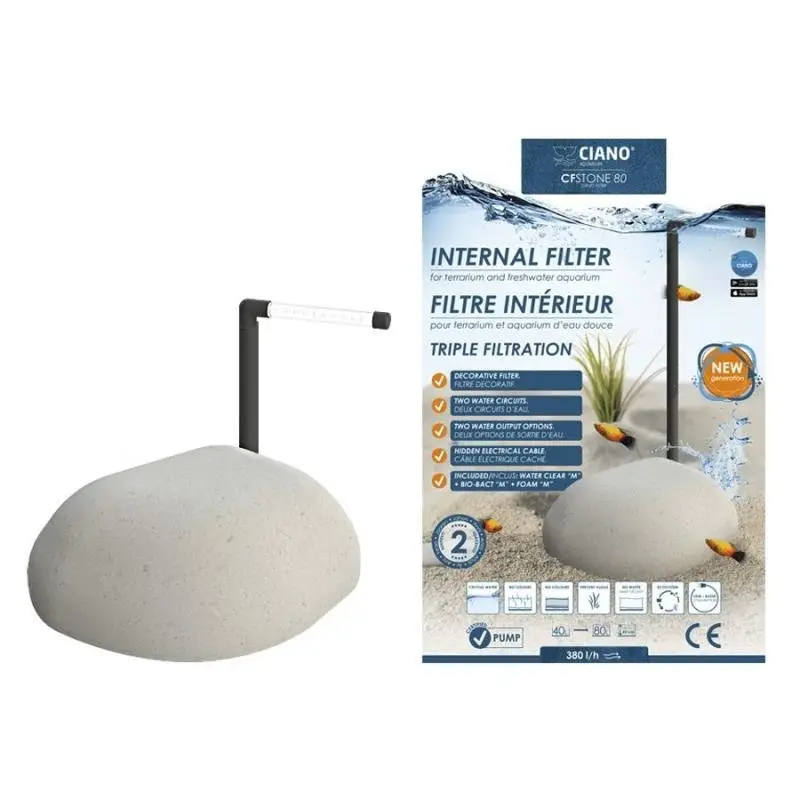 Ciano – Filtre CFSTONE 80 pour Aquarium – Gris Prix Réduit