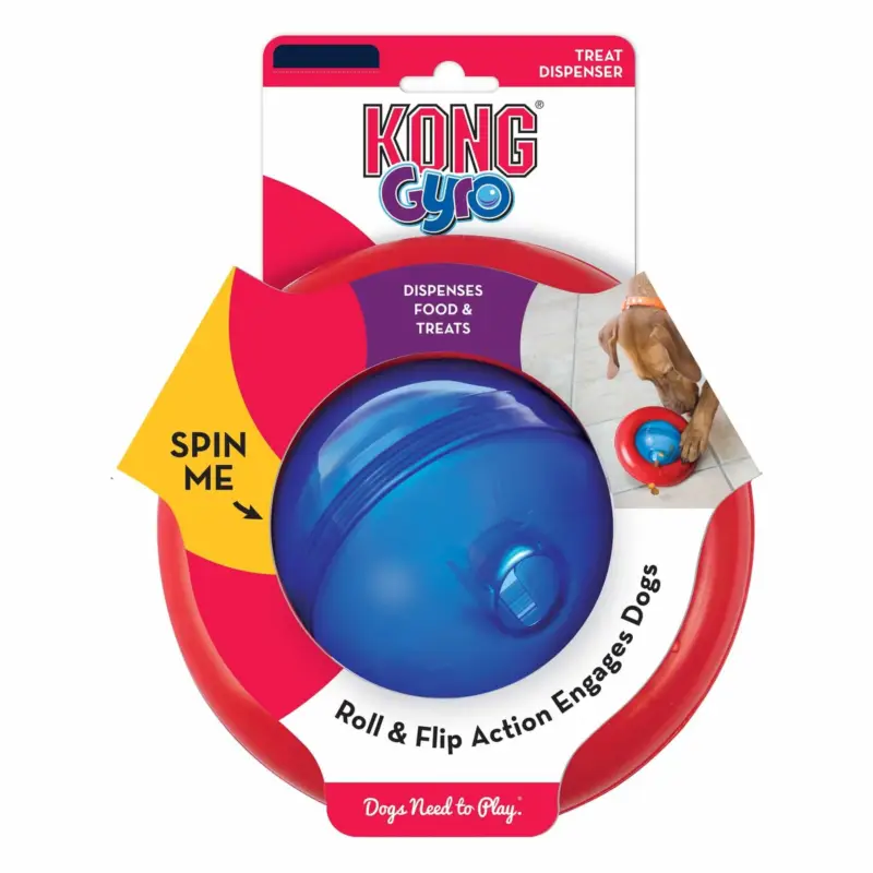 KONG - Jouet Distributeur Gyro pour Chiens Commander Vite