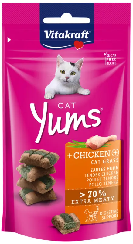 Vitakraft – Friandises Yums au Poulet et Herbe &agrave; Chat pour Chats – 40g Expédition Rapide