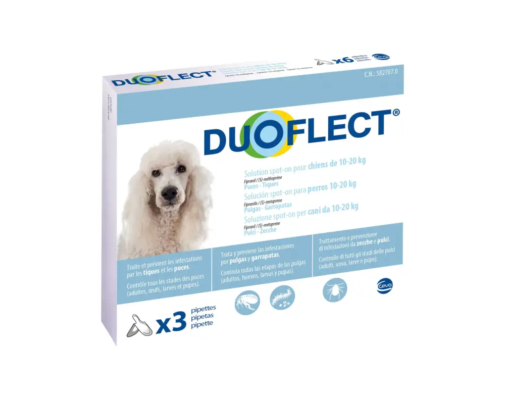 Duoflect – Pipettes Antiparasitaire de 10 &agrave; 20Kg pour Chien – x3 Affaire À Saisir