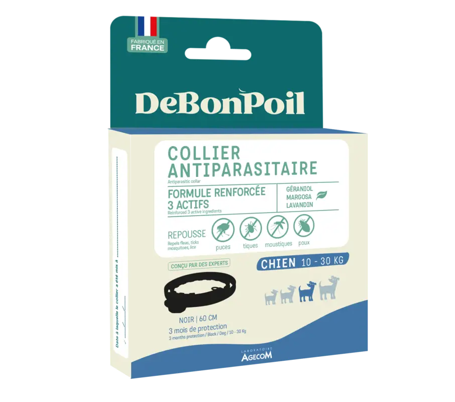 DeBonPoil – Collier Antiparasitaire pour Moyen Chien – Noir Meilleure Vente