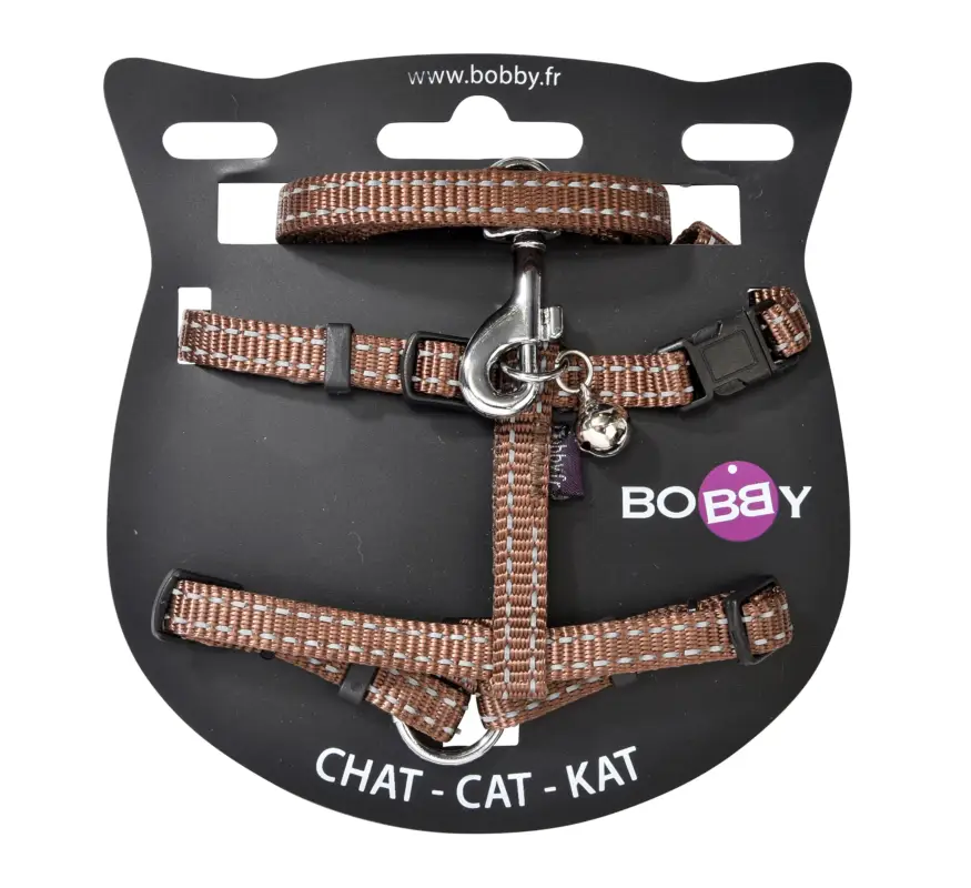 Bobby - Harnais + Laisse Safe 10 Marron pour Chats - 30cm Soldes