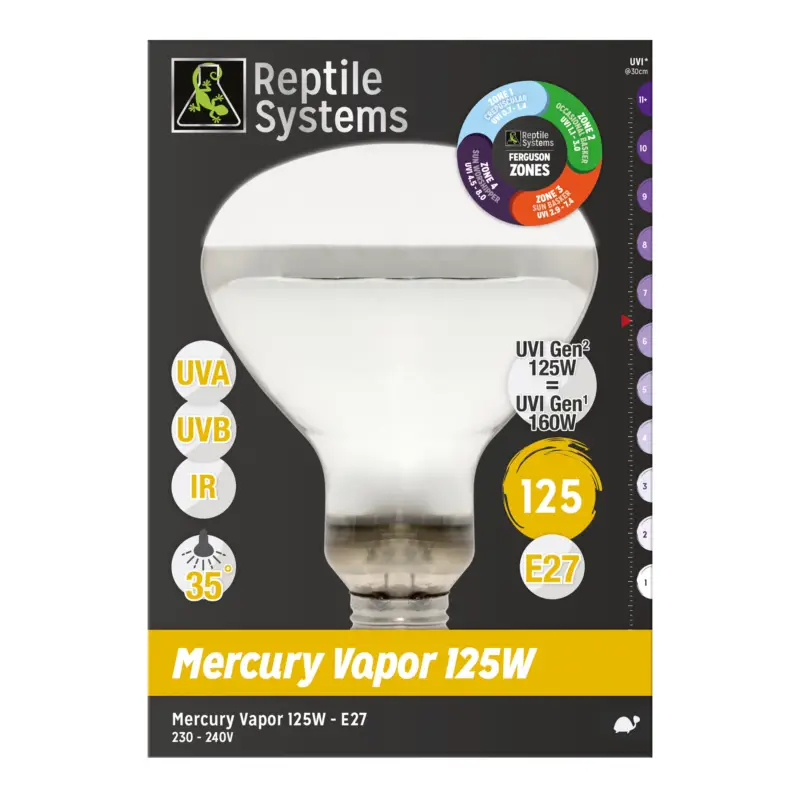 Reptile Systems – Lampe Basking D3 E27 pour Reptiles – 125W Nouvel Arrivage