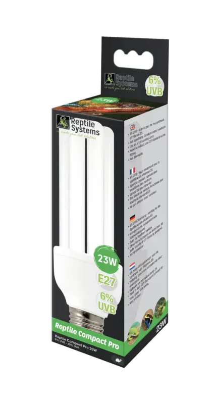 Reptile Systems – Lampe Compact Pro 6% UVB E27 pour Reptiles – 23W Retour Gratuit