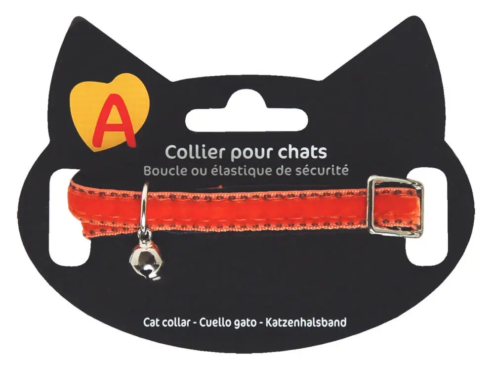 Animalis - Collier Velour pour Chat - Orange Seulement Aujourd'hui