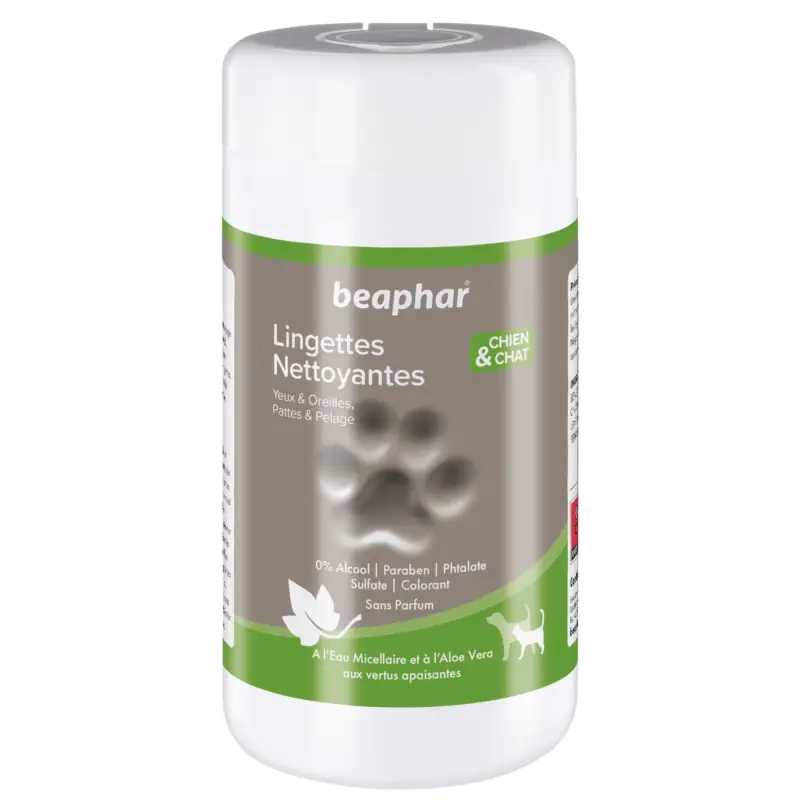 Beaphar - Lingettes Nettoyantes pour les Yeux Oreilles Pattes et le Pelage - x100 Meilleure Vente