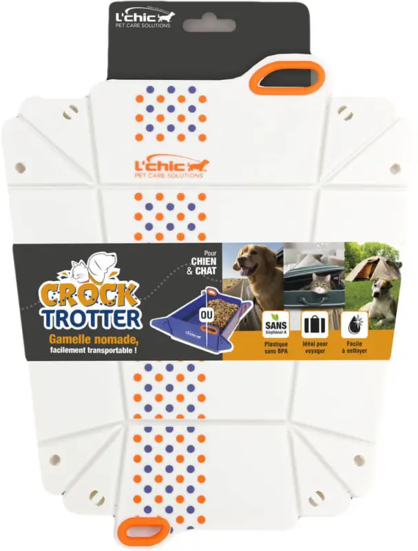 Seulement Aujourd&rsquo;hui L'Chic – Gamelle Nomade Crock-Trotter pour Chien et Chat – Blanc