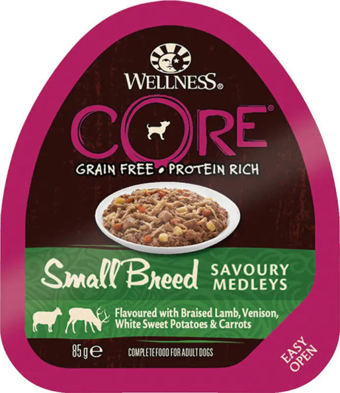 Wellness CORE – Repas Savoury Medleys Agneau et Gibier pour Chien Petite Race – 85g Authentique