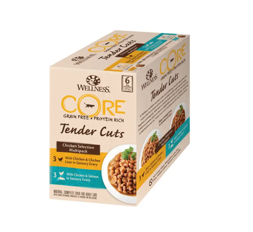 Wellness CORE – Multipack Tenders Cuts &agrave; la Volaille pour Chat – 510g Expédition Rapide