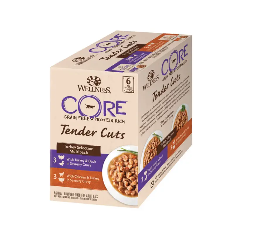 Produit De Marque Wellness CORE - Multipack Tenders Cuts à la Dinde pour Chat - 510g