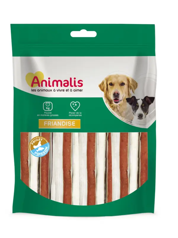 Dernière Chance Animalis - Friandises Sandwiches Poulet et Poisson pour Chien - 100g