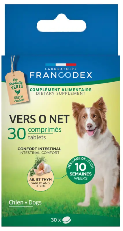 Promotion Saisonnière Francodex - Comprimés Vers O Net Confort Intestinal pour Chiens - x30