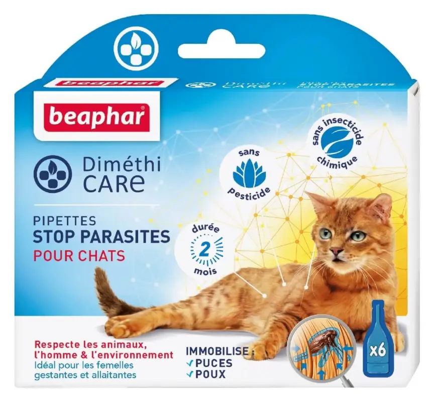 Dim&eacute;thiCARE – Pipettes STOP Parasites pour Chat – 6x1ml Offre Du Jour