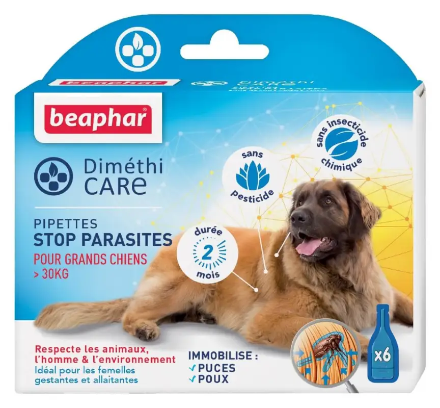 Marque Dim&eacute;thiCARE – Pipettes STOP L Parasites pour Grand Chien – 6x4ml