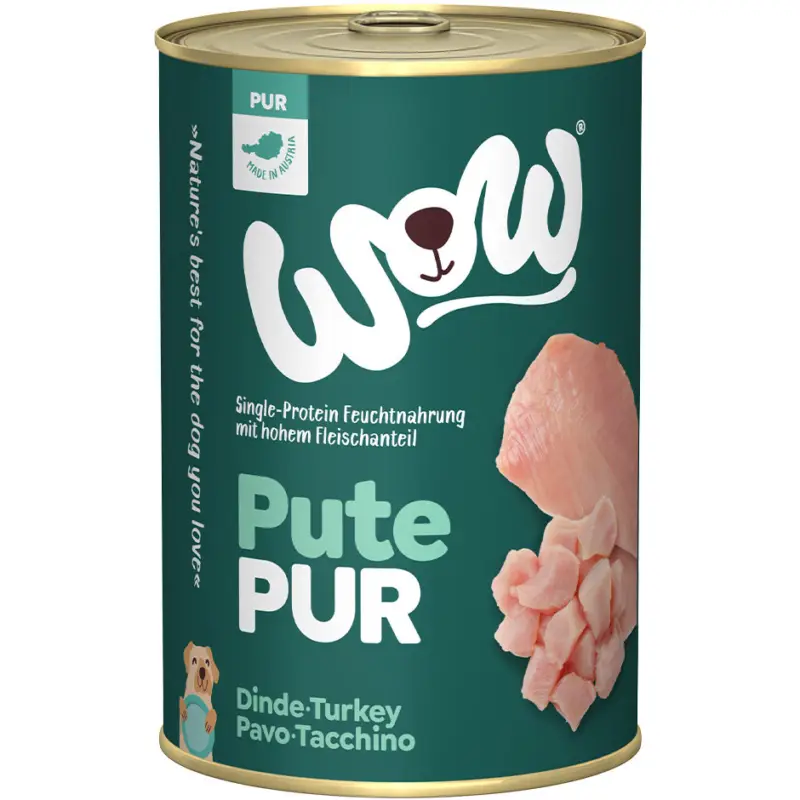 Expédition Rapide WOW – Repas Complet Naturel PUR Dinde pour Chiens – 400g