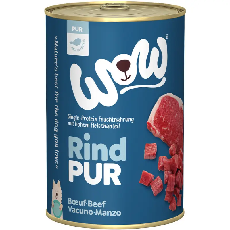 Achat Immédiat WOW - Repas Complet Naturel PUR Boeuf pour Chiens - 400g