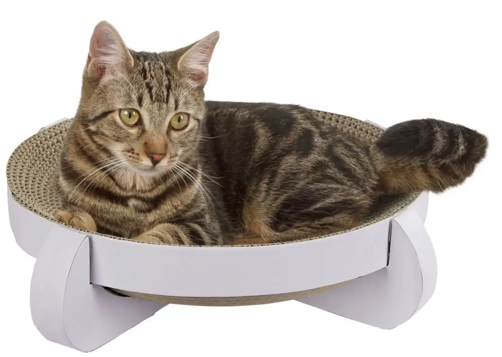 Prix Réduit Kerbl – Corbeille Griffoir Platinum Blanc avec Catnip pour Chat – 35x35x10 cm