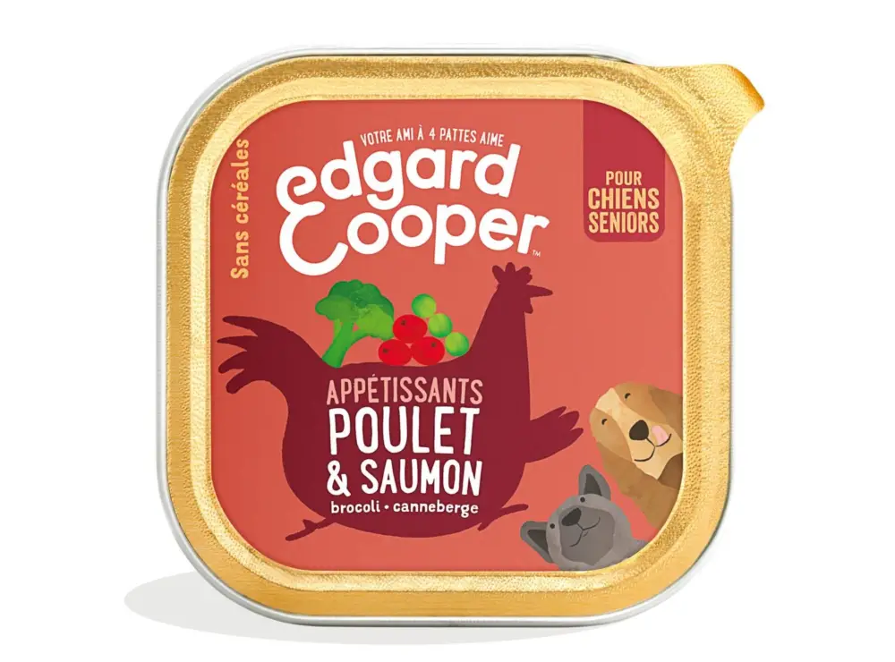 Expédié Aujourd&rsquo;hui Edgard & Cooper – Barquette au Poulet et Saumon pour Chien Senior – 150g