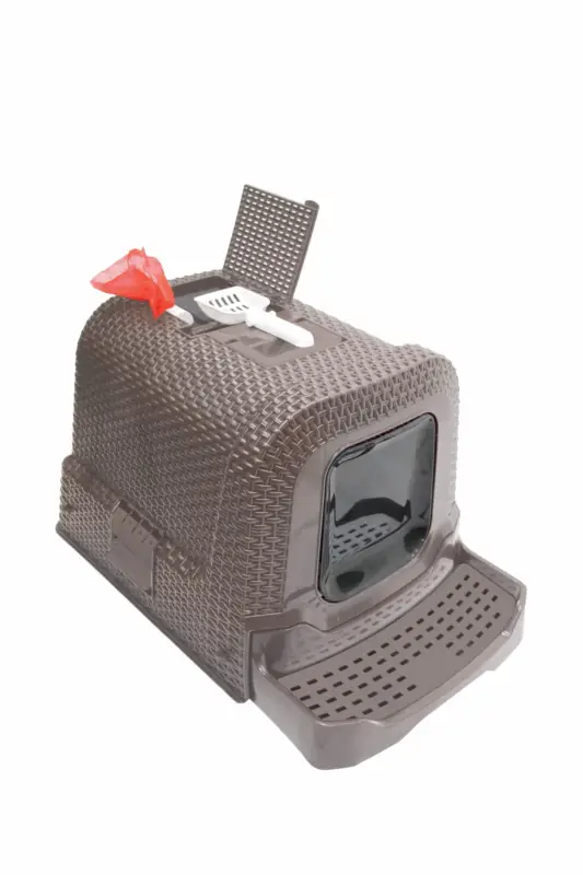 Animalis - Maison de Toilette Style Rotin pour Chat - Taupe Soldes