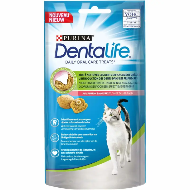 Satisfait Ou Remboursé Dentalife – Friandises au Saumon pour Chat – 40g