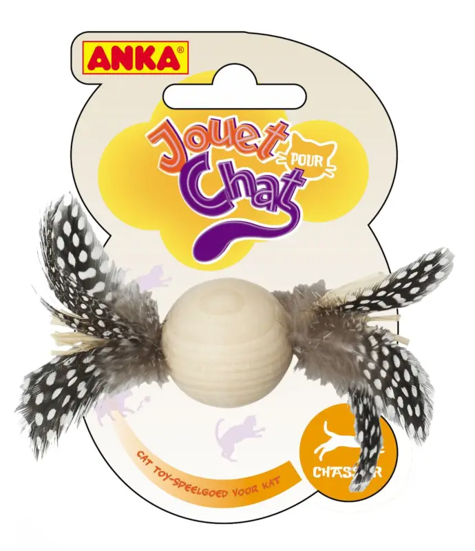 Anka – Jouet Balle en Bois avec Plumes pour Chat – 11cm Acheter En Ligne