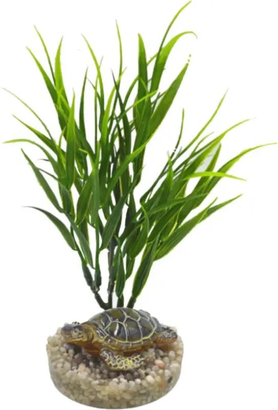 Labeo - Décor tortue avec Plante Artificielle - Aquarium Meilleure Vente