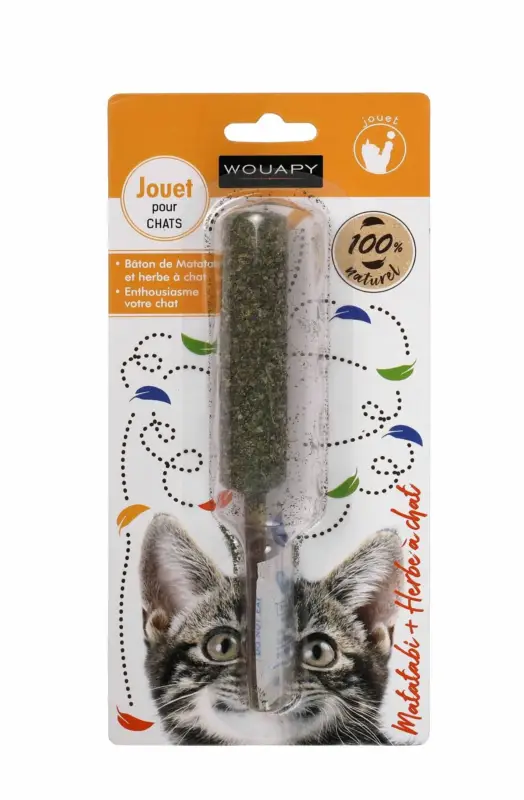 Expédié Aujourd'hui Wouapy - Jouet Longue Sucette avec Herbe à Chat et Matatabi pour Chat