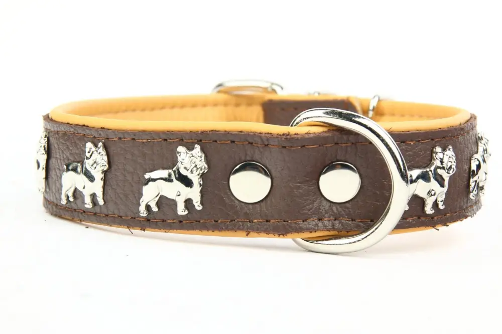 Yogipet – Collier Super Bouledogue Fran&ccedil;ais Cuir pour Chien Marron Quantité Limitée