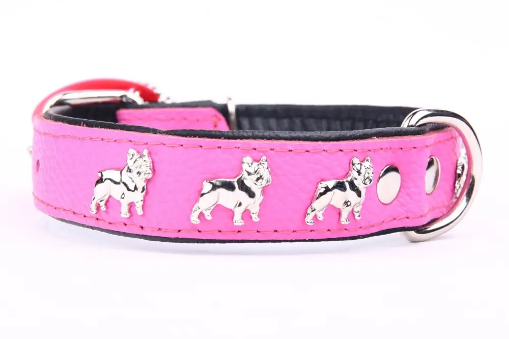 Achat Immédiat Yogipet - Collier Super Bouledogue Français Cuir pour Chien Rose
