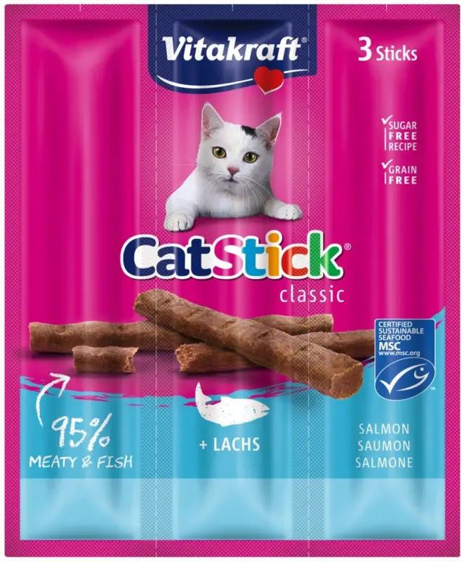 Vitakraft – Friandises Cat Stick Mini au Saumon pour Chats – x3 Offre Limitée