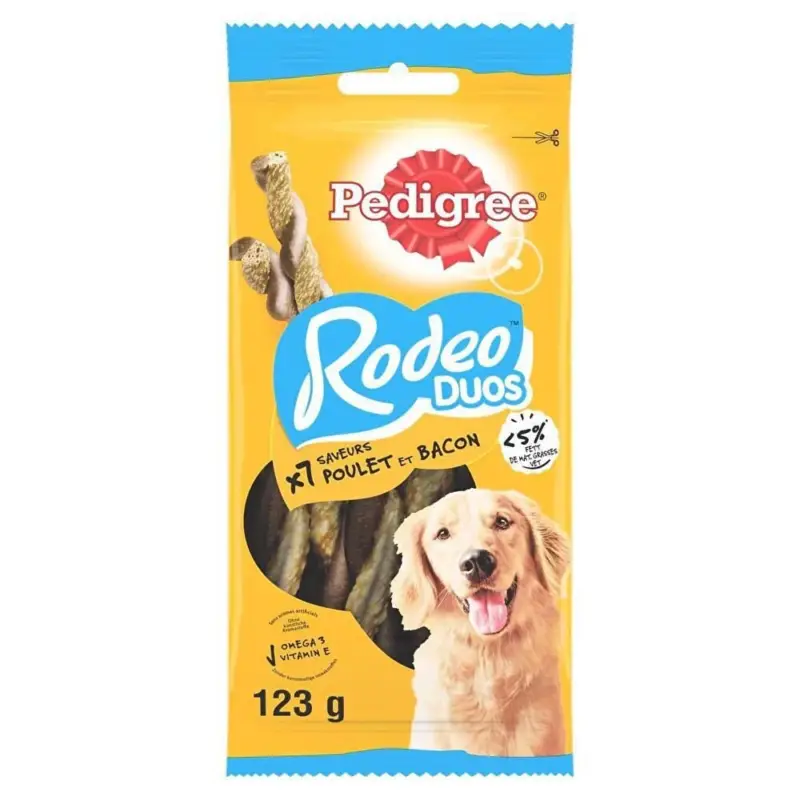 Expédition Rapide Pedigree - Friandises Rodeo Duos au Poulet et Bacon pour Chien - 123g