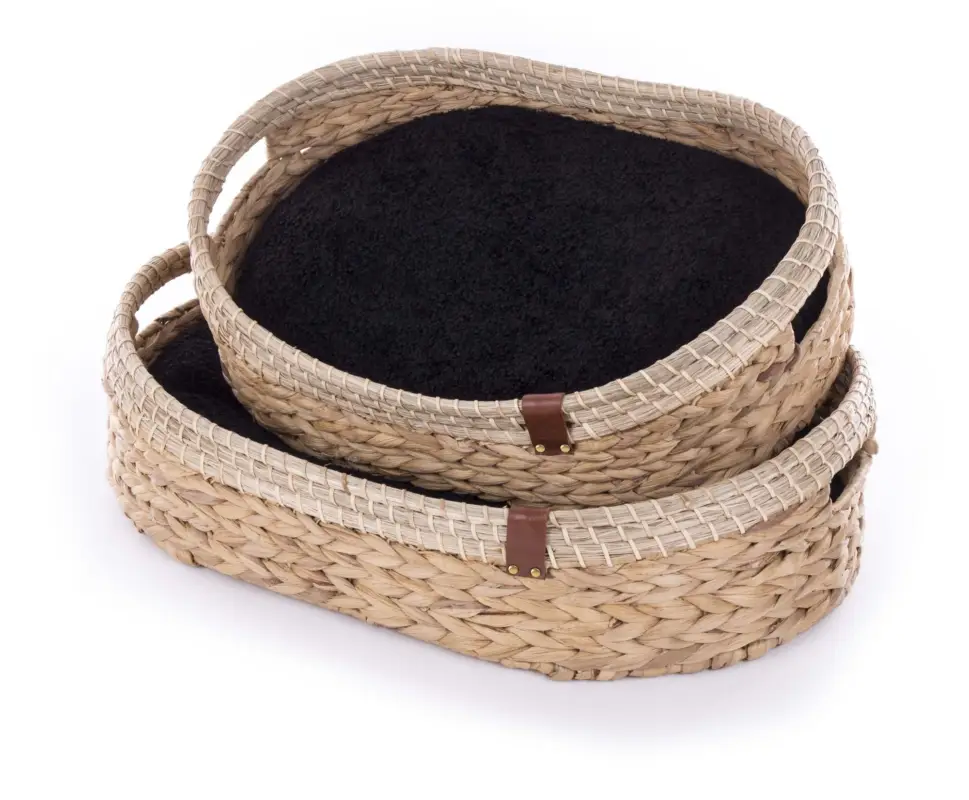 Authentique Martin Sellier - Set de 2 Corbeilles Hanoi Ovales pour Chien et Chat