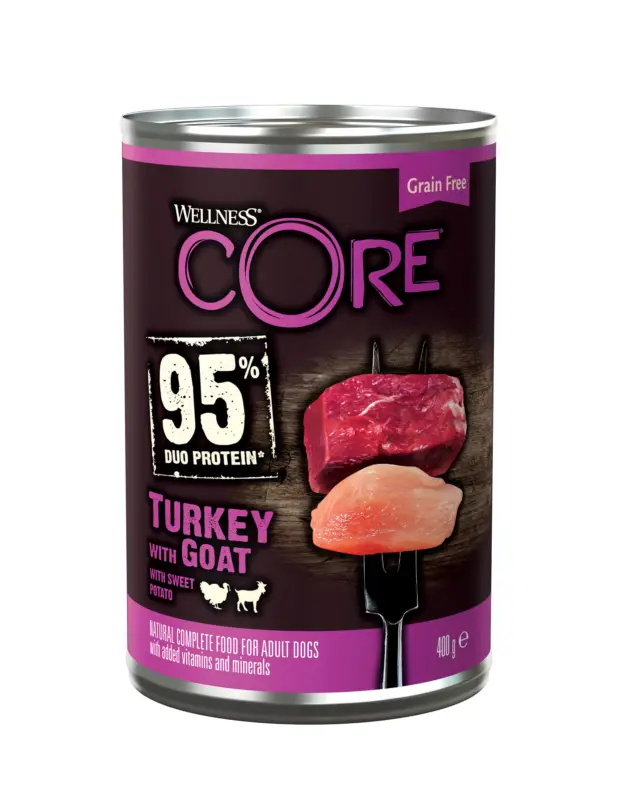 Affaire À Saisir Wellness CORE - Repas Complet 95% de Dinde et Chèvre pour Chien - 400g