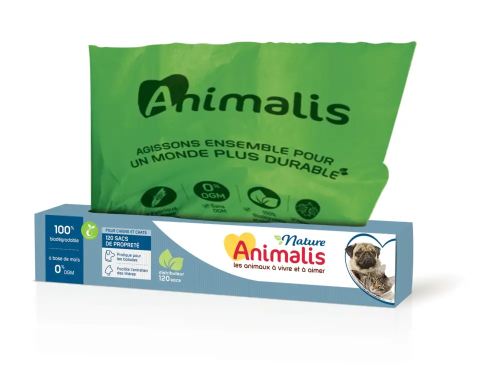 Animalis Nature - Sac de Propreté Biodégradable pour Chien et Chat - x120 Prix Réduit