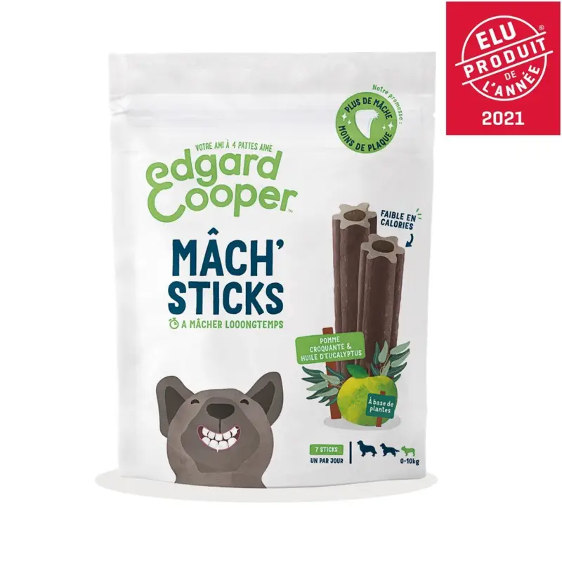 Edgard & Cooper – Sticks &agrave; M&acirc;cher Dental Naturel &agrave; l'Eucalyptus et Pomme Fra&icirc;che pour Chien L Prix Cassé