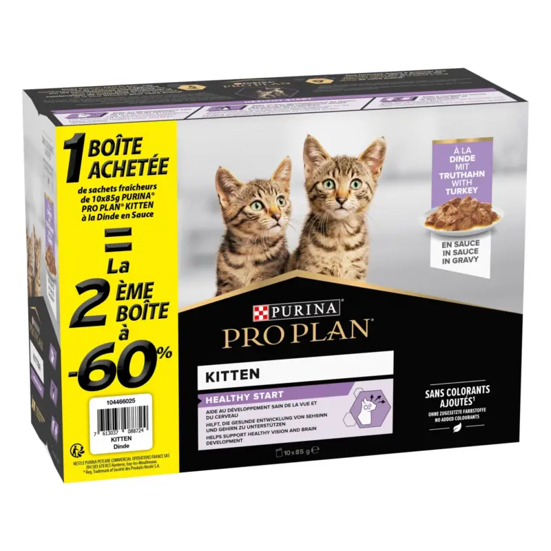 Pro Plan - Pochons Kitten Healthy Start Dinde en Sauce - 10x85g la 2ème à -60% Achat Immédiat