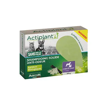 Nouvelle Collection ActiPlant' – Shampoing Solide Anti-Odeur pour Chien et Chat – 100g