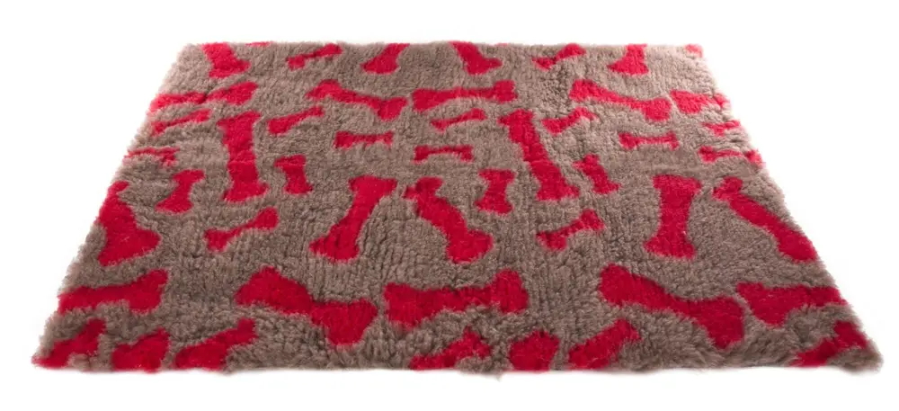 Martin Sellier - Tapis Plat Petbed Os Beige et Rouge pour Chien - 50x75cm Pas Cher