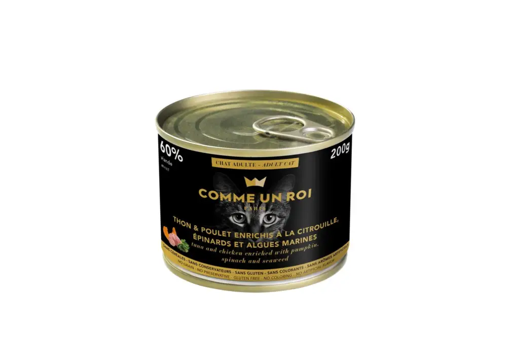 Comme Un Roi – P&acirc;t&eacute;e Adulte au Thon et Poulet pour Chat – 200g Offre Du Jour