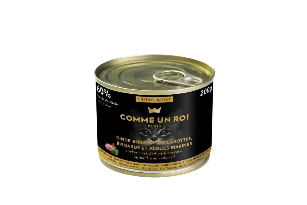 Comme Un Roi – P&acirc;t&eacute;e &agrave; la Dinde pour Chaton – 200g Expédition Rapide