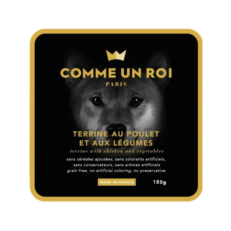 Livraison Express Comme Un Roi – Terrine au Poulet et aux L&eacute;gumes pour Chien – 150g