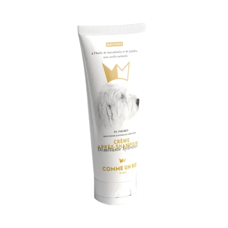 Comme un Roi – Cr&egrave;me Apr&egrave;s-Shampoing D&eacute;m&ecirc;lante / Hydratante pour Chiens – 125ml Dernier Modèle