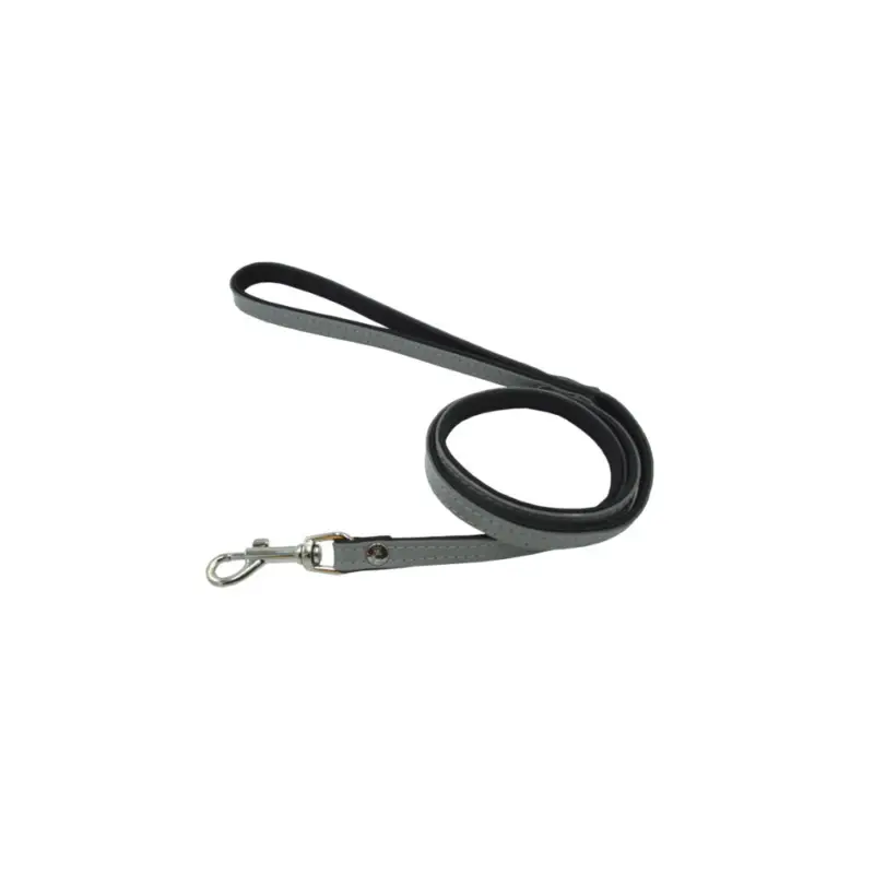 Vente Flash Comme Un Roi – Laisse Cuir So Nature Gris / Noir pour Chien et Chat – 120cm