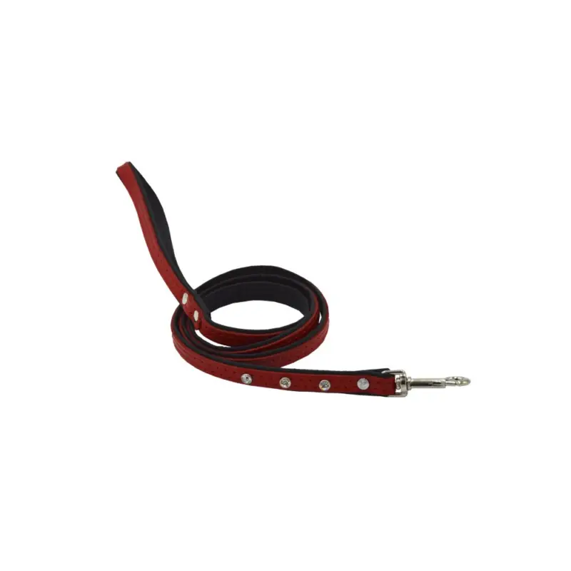 Comme Un Roi - Laisse Cuir et Strass So Trendy Rouge / Noir pour Chien et Chat - 120cm Bon Plan