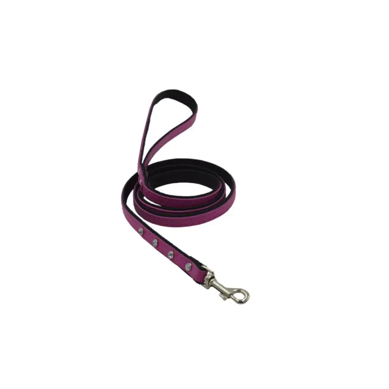 Comme Un Roi – Laisse Cuir et Strass So Trendy Rose / Noir pour Chien et Chat – 120cm Must-Have