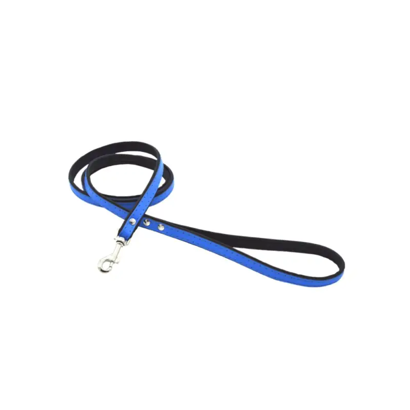 Dernier Modèle Comme Un Roi – Laisse Cuir So Trendy Bleu / Noir pour Chien et Chat – 120cm